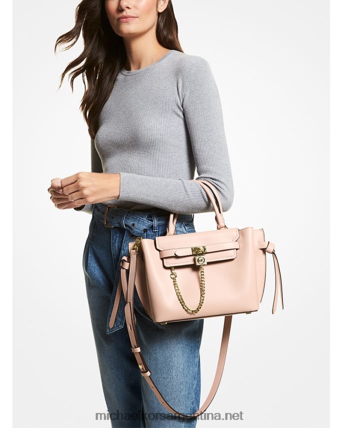 mujer Rosa suave bolso satchel hamilton legacy pequeño de piel con cinturón Michael Kors T46HB01464