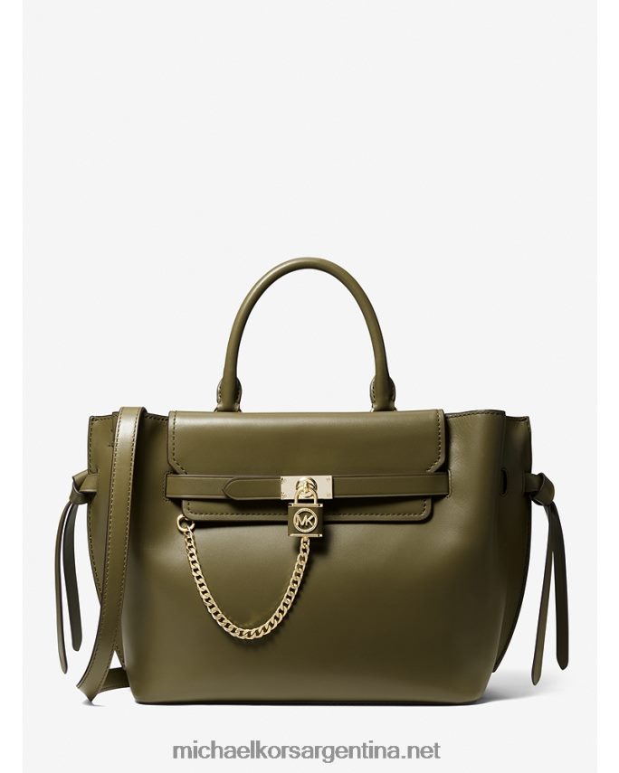 mujer aceituna bolso satchel hamilton legacy grande de piel con cinturón Michael Kors T46HB01406