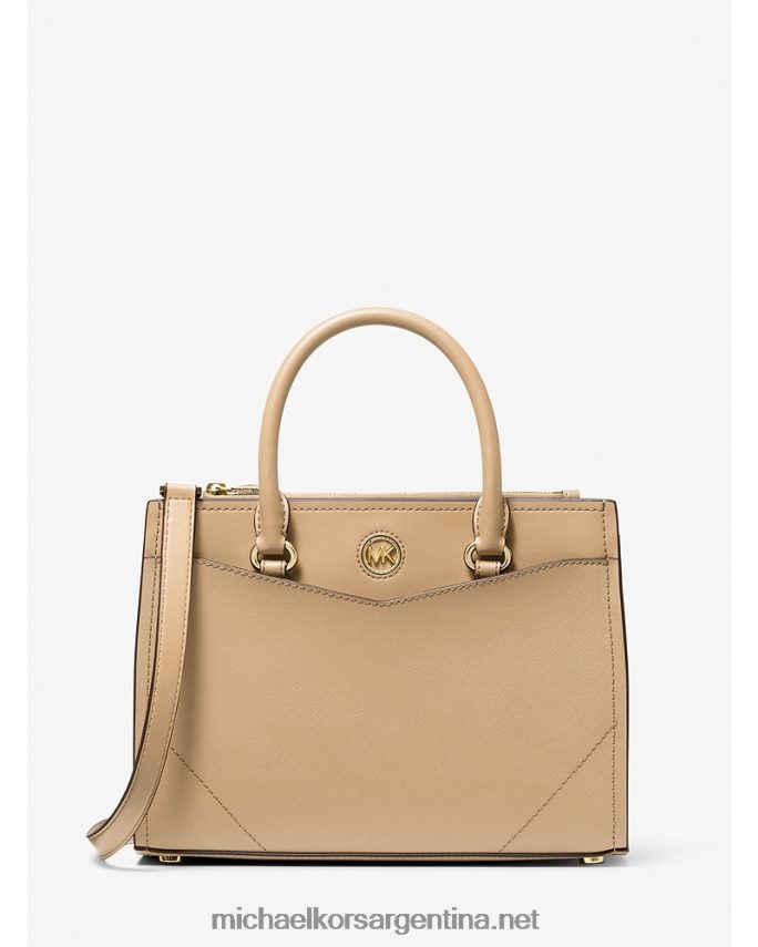 mujer camello bolso satchel everly mediano de piel saffiano Michael Kors T46HB01441