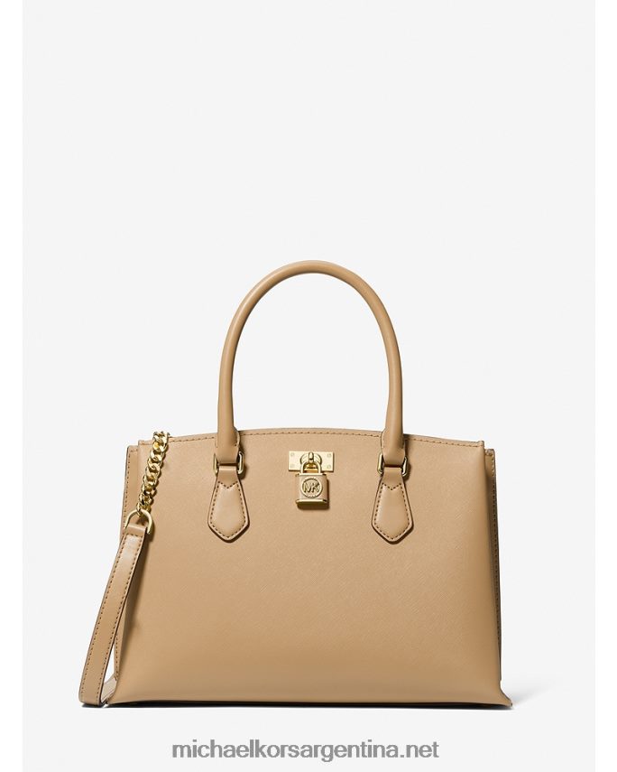 mujer camello bolso satchel mediano ruby ​​de piel saffiano Michael Kors T46HB01482