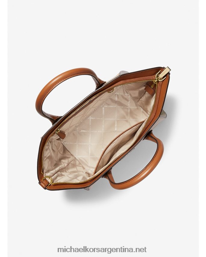 mujer combinación de camellos bolso satchel avril grande de piel granulada con bloques de color y cremallera superior Michael Kors T46HB01445