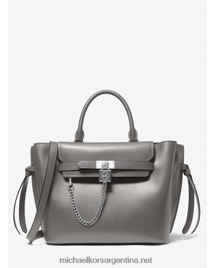 mujer cuero gris bolso satchel hamilton legacy grande de piel con cinturón Michael Kors T46HB01402