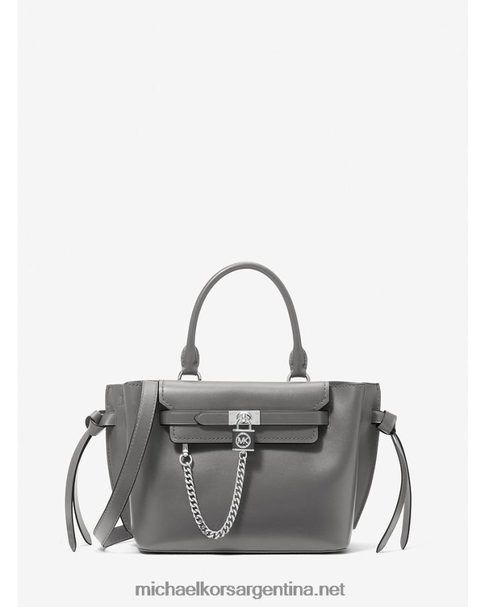 mujer cuero gris bolso satchel hamilton legacy pequeño de piel con cinturón Michael Kors T46HB01504