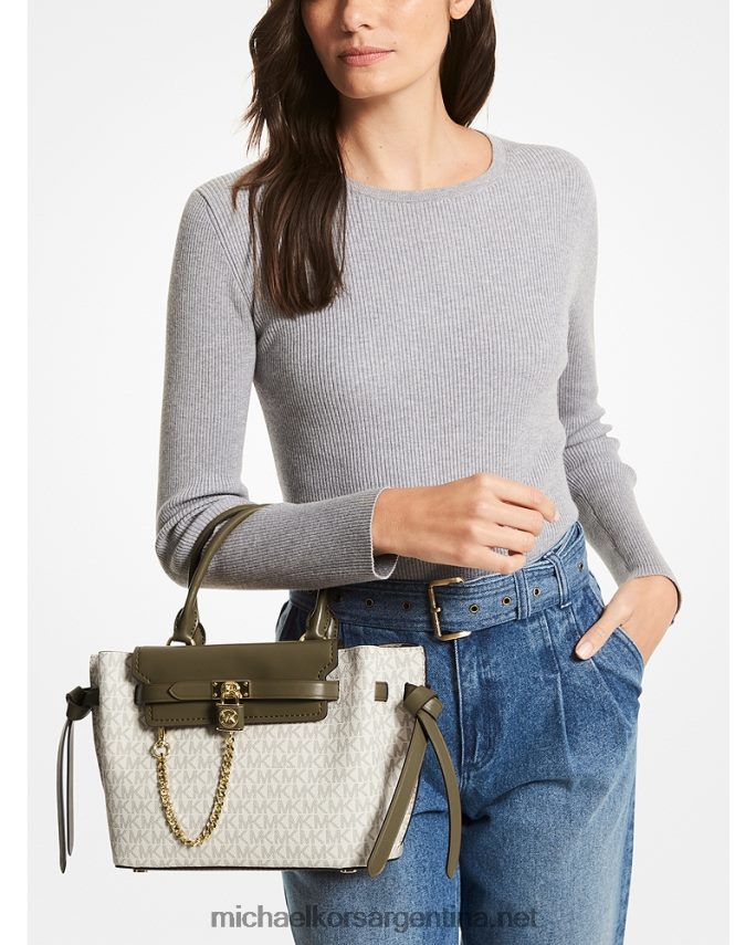 mujer furgoneta/olivo bolso satchel hamilton legacy pequeño con cinturón y logo Michael Kors T46HB01467