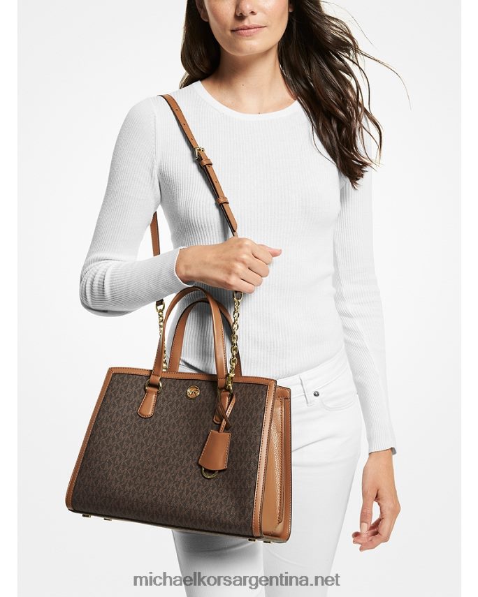 mujer marrón/bellota bolso satchel Chantal mediano con logo Michael Kors T46HB01416