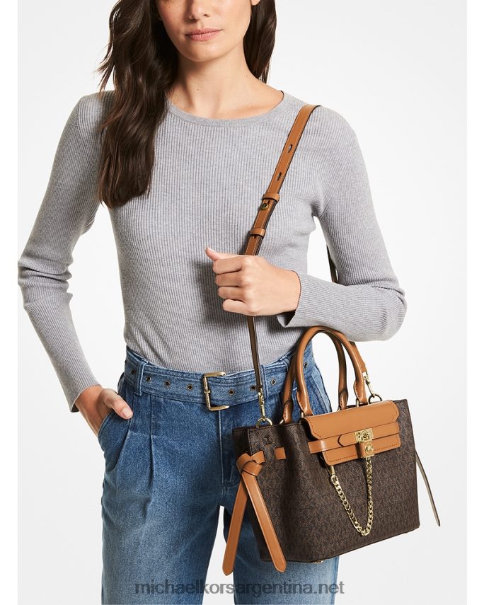 mujer marrón/bellota bolso satchel hamilton legacy pequeño con cinturón y logo Michael Kors T46HB01471