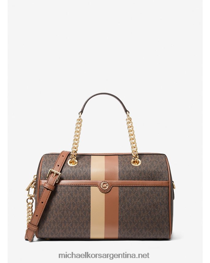 mujer marrón/equipaje bolso satchel blaire mediano con rayas del logo Michael Kors T46HB01507