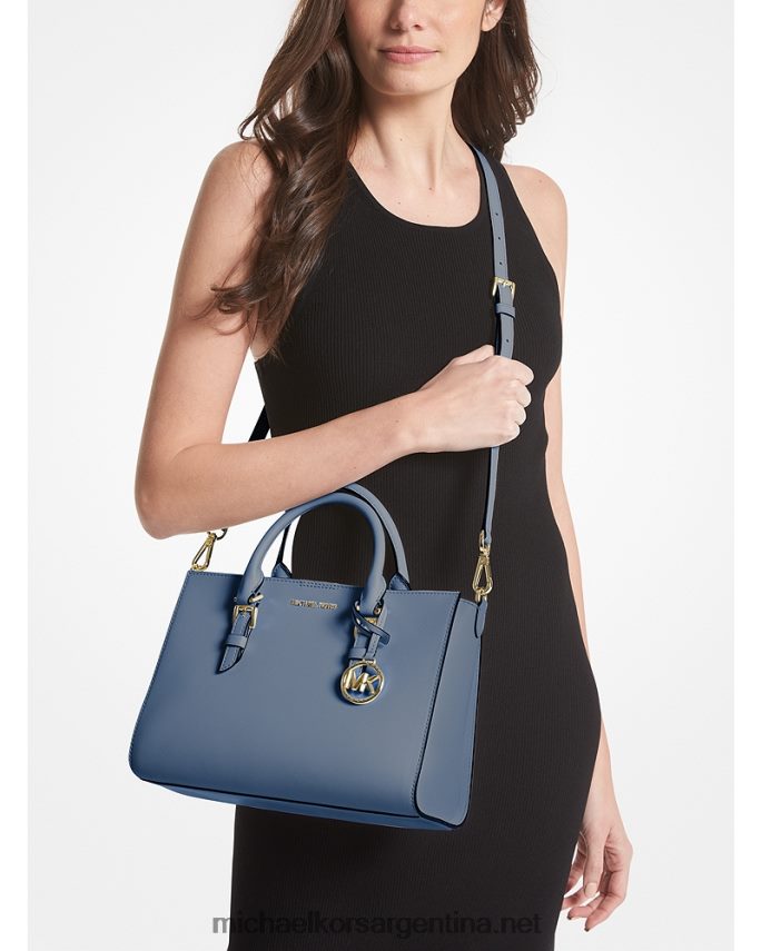 mujer mezclilla bolso satchel 2 en 1 mediano Sally de piel saffiano y logo Michael Kors T46HB01429