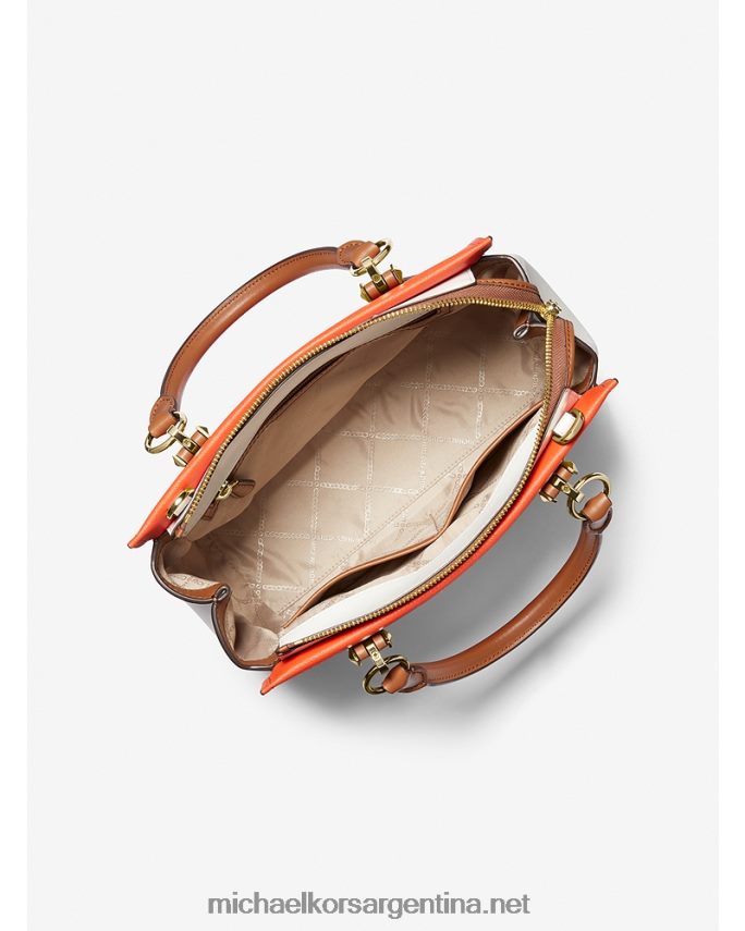 mujer naranja óptica multi bolso satchel marilyn mediano de piel saffiano color block Michael Kors T46HB01395