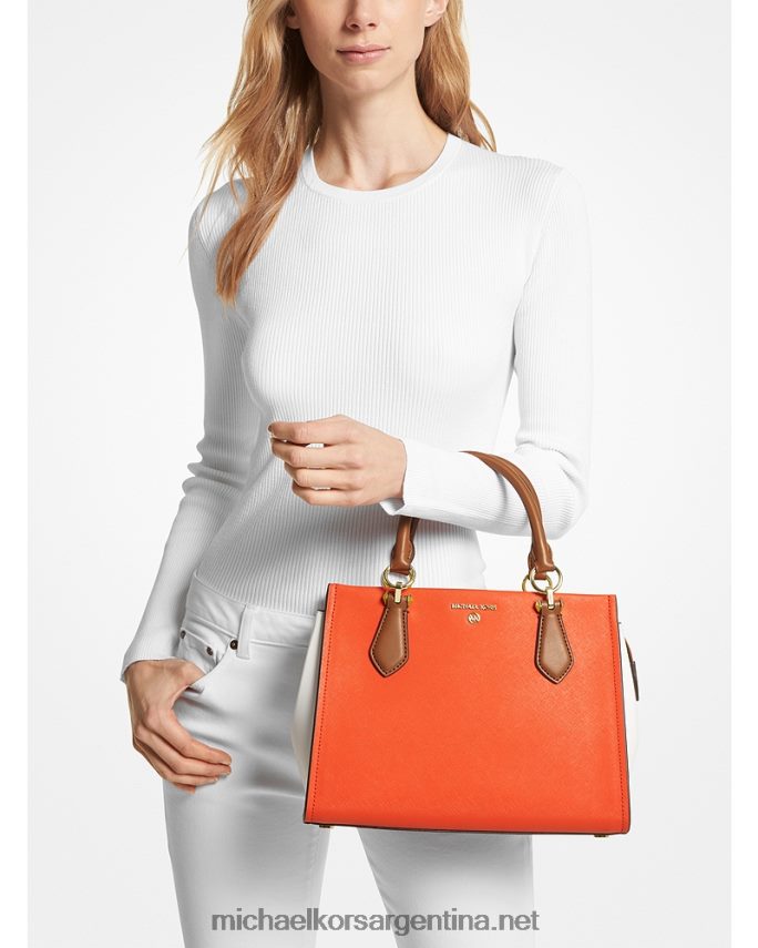 mujer naranja óptica multi bolso satchel marilyn mediano de piel saffiano color block Michael Kors T46HB01395