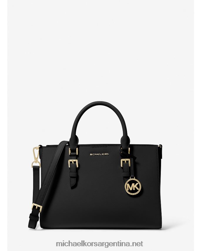 mujer negro bolso satchel 2 en 1 mediano Sally de piel saffiano y logo Michael Kors T46HB01434