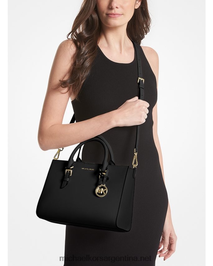 mujer negro bolso satchel 2 en 1 mediano Sally de piel saffiano y logo Michael Kors T46HB01434