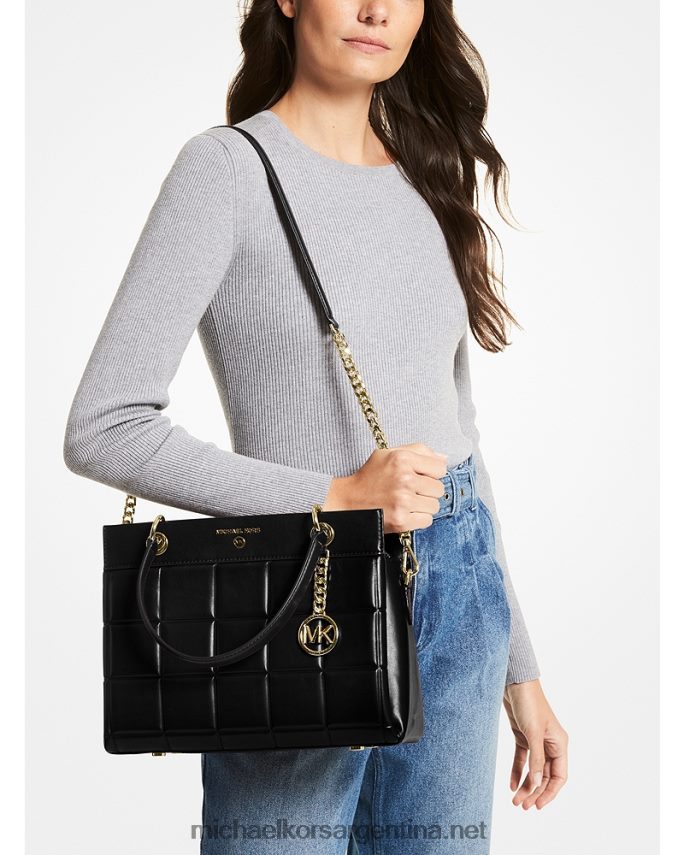 mujer negro bolso satchel susan mediano de piel acolchada Michael Kors T46HB01514