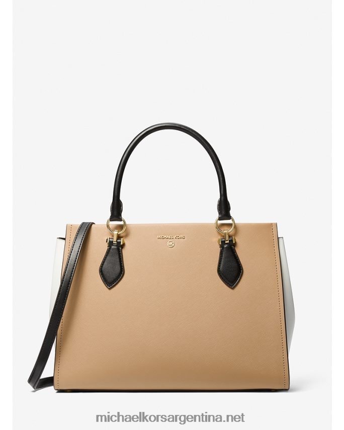 mujer negro/camello bolso satchel marilyn grande de piel saffiano color block Michael Kors T46HB01394