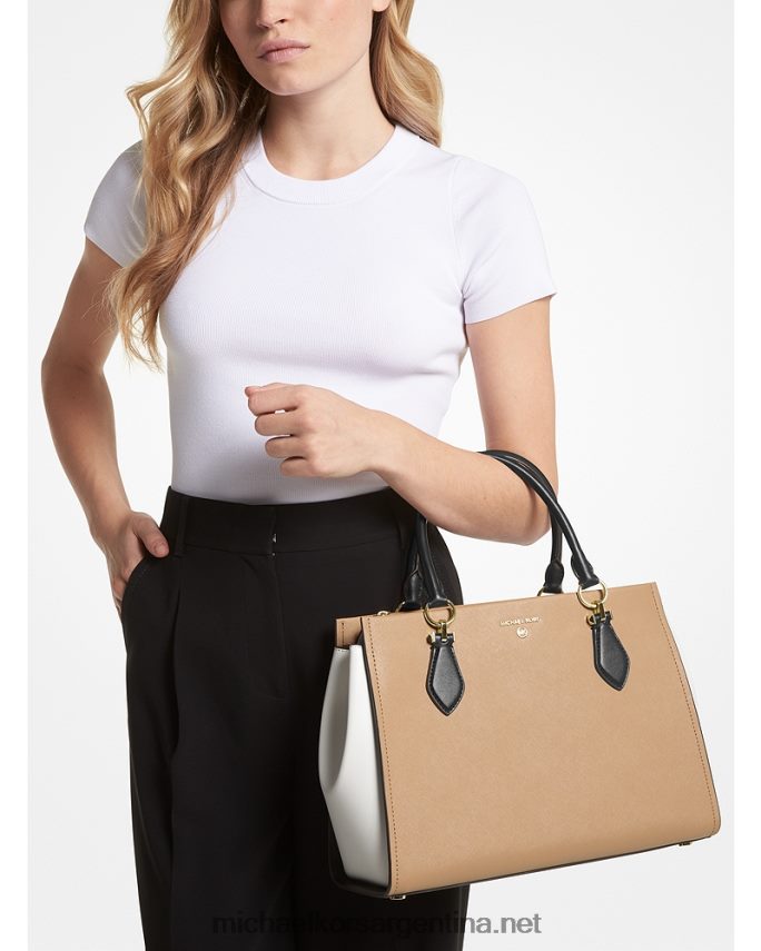 mujer negro/camello bolso satchel marilyn grande de piel saffiano color block Michael Kors T46HB01394