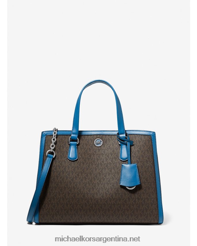 mujer patrimonio azul bolso satchel Chantal mediano con logo Michael Kors T46HB01412