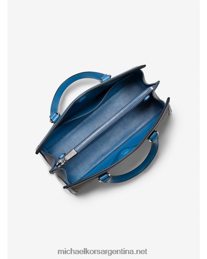 mujer patrimonio azul bolso satchel Chantal mediano con logo Michael Kors T46HB01412