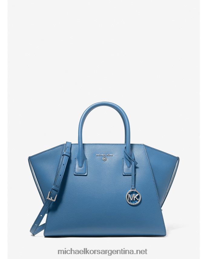 mujer patrimonio azul bolso satchel avril grande de piel con cremallera superior Michael Kors T46HB01448