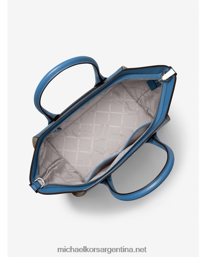 mujer patrimonio azul bolso satchel avril grande de piel con cremallera superior Michael Kors T46HB01448