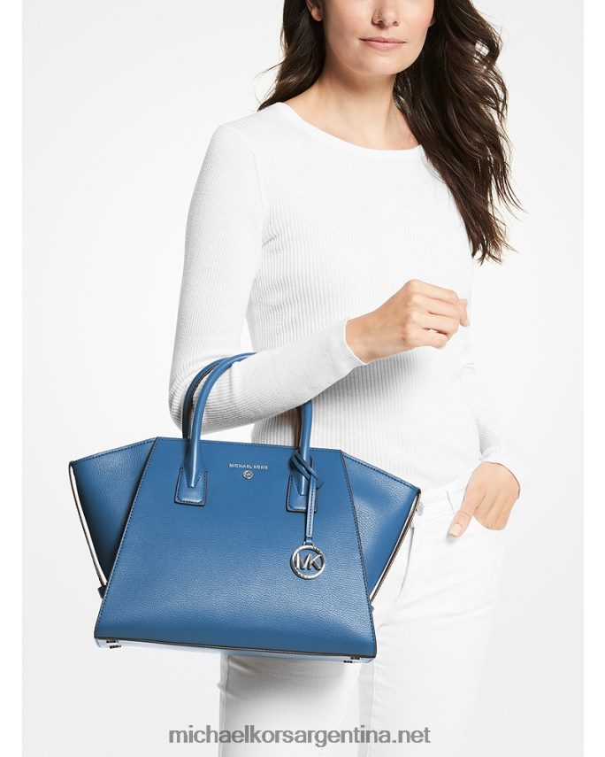 mujer patrimonio azul bolso satchel avril grande de piel con cremallera superior Michael Kors T46HB01448