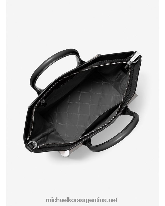 mujer pgry/opt/negro bolso satchel avril grande de piel granulada con bloques de color y cremallera superior Michael Kors T46HB01447