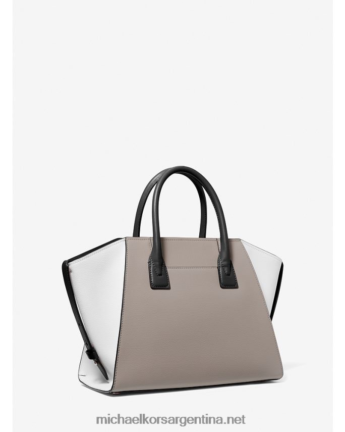 mujer pgry/opt/negro bolso satchel avril grande de piel granulada con bloques de color y cremallera superior Michael Kors T46HB01447