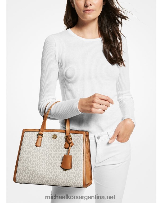 mujer vainilla/bellota bolso satchel Chantal mediano con logo Michael Kors T46HB01417