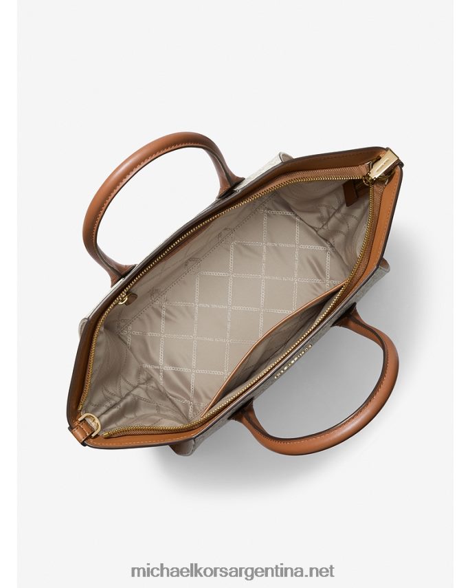 mujer vainilla/bellota bolso satchel avril con logo grande y cremallera en la parte superior Michael Kors T46HB01494