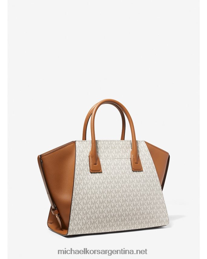 mujer vainilla/bellota bolso satchel avril con logo grande y cremallera en la parte superior Michael Kors T46HB01494