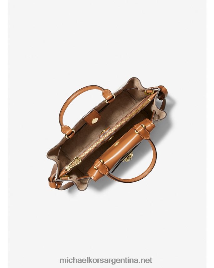 mujer vainilla/bellota bolso satchel hamilton legacy pequeño con cinturón y logo Michael Kors T46HB01472