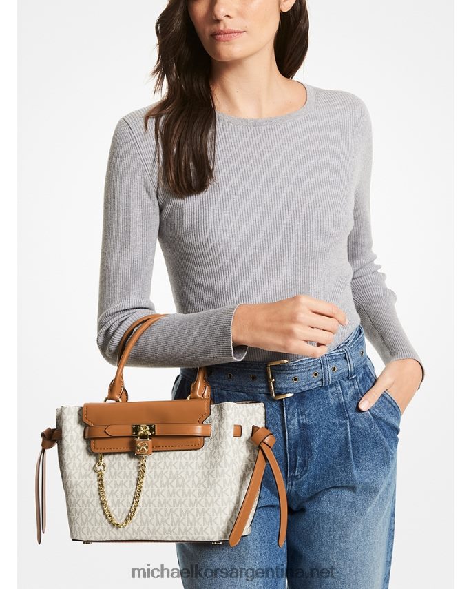 mujer vainilla/bellota bolso satchel hamilton legacy pequeño con cinturón y logo Michael Kors T46HB01472