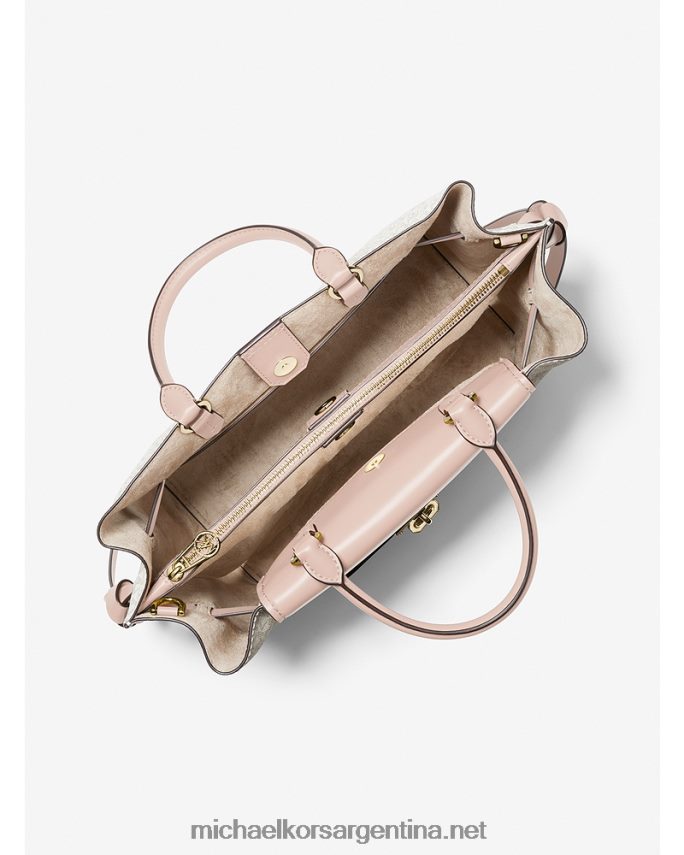 mujer vainilla/rosa suave bolso satchel hamilton legacy con cinturón y logo grande Michael Kors T46HB01407