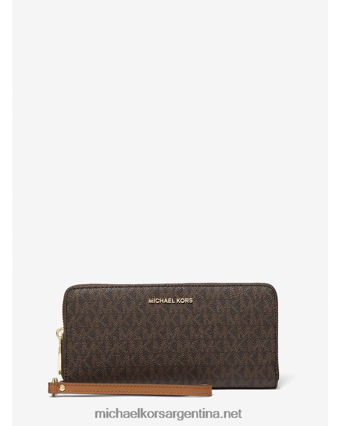 mujer marrón cartera continental grande con logo Michael Kors T46HB01613