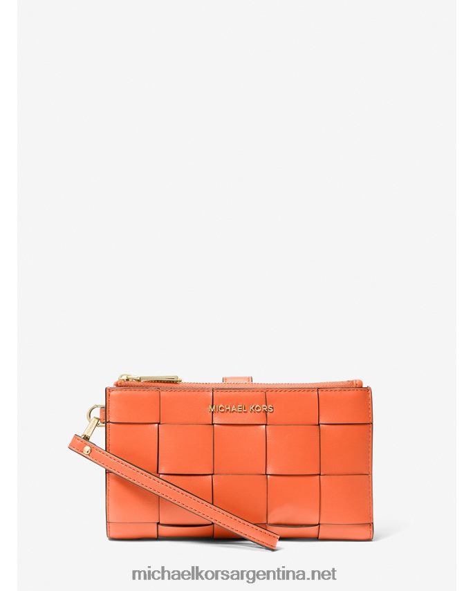mujer naranja óptica cartera para smartphone adele de piel tejida Michael Kors T46HB01578