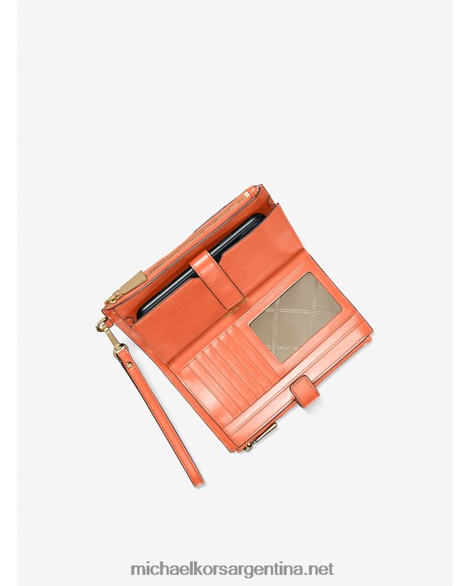 mujer naranja óptica cartera para smartphone adele de piel tejida Michael Kors T46HB01578
