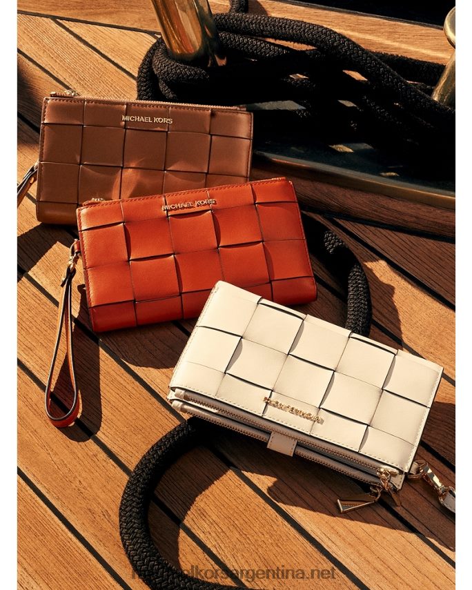 mujer naranja óptica cartera para smartphone adele de piel tejida Michael Kors T46HB01578