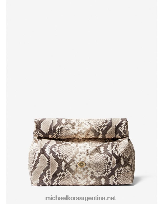 mujer natural bolso de mano lunch bag con grabado de pitón y monograma de la colección Michael Kors T46HB01648