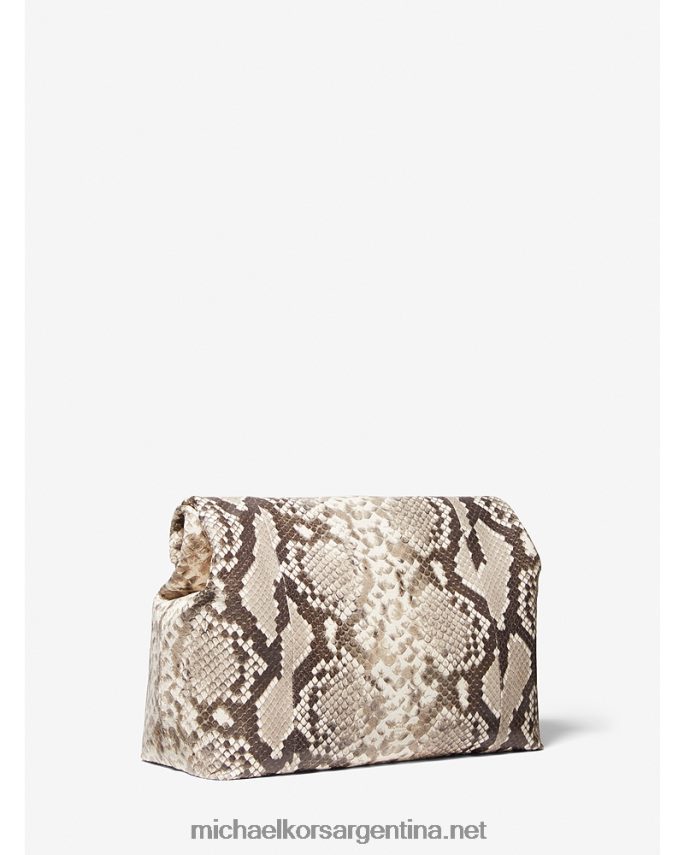 mujer natural bolso de mano lunch bag con grabado de pitón y monograma de la colección Michael Kors T46HB01648