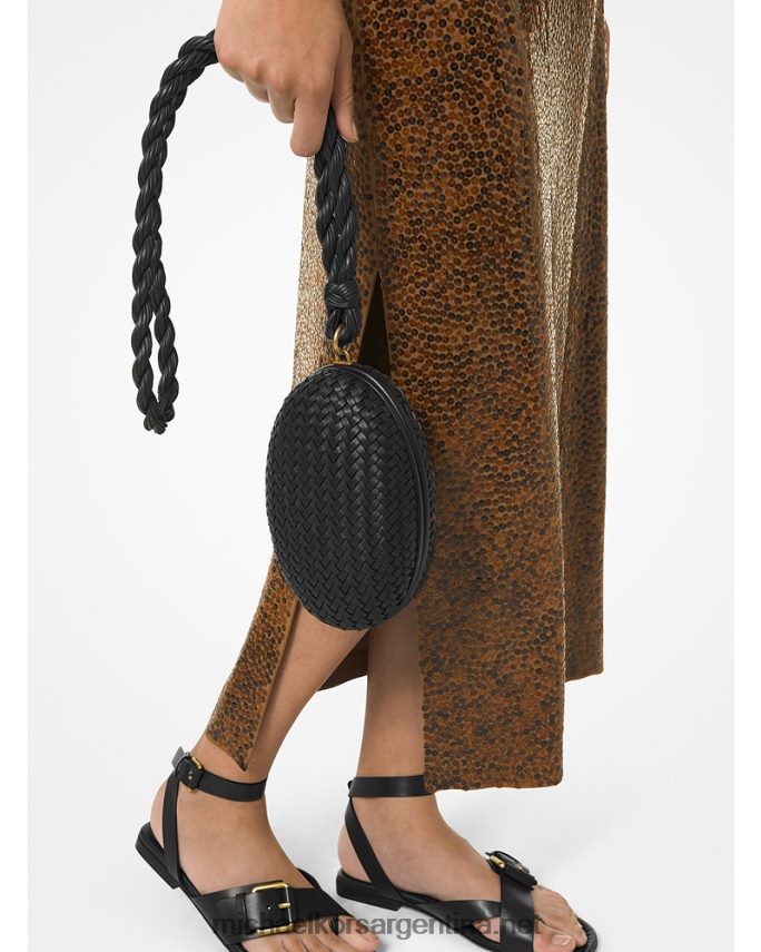 mujer negro minaudiere de cuero tejido a mano colección joni Michael Kors T46HB01644