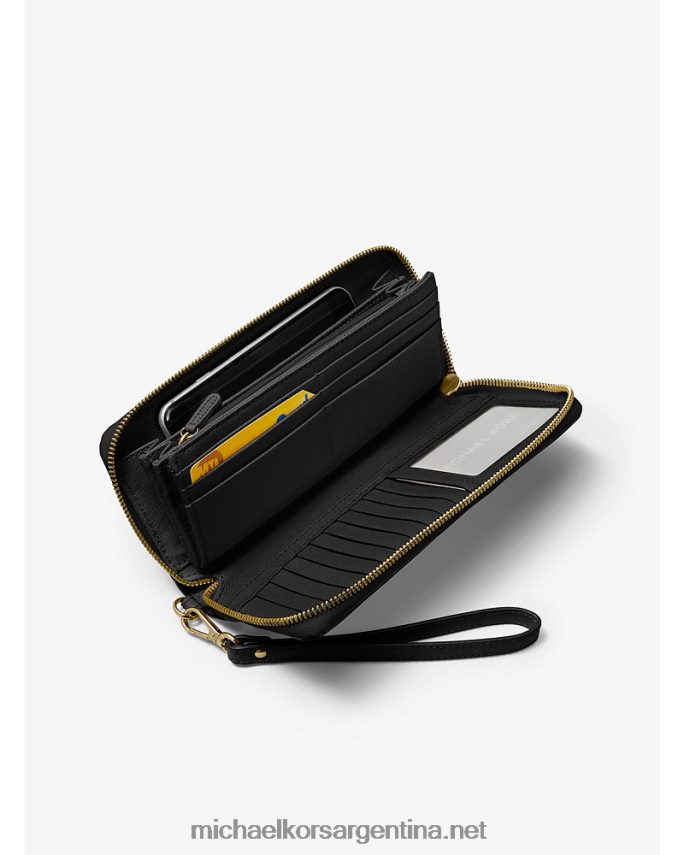 mujer negro pulsera continental de cuero Michael Kors T46HB01619