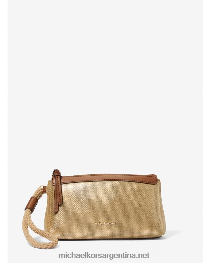 mujer oro pálido bolso de mano pequeño talia de lona de algodón metalizado Michael Kors T46HB01610