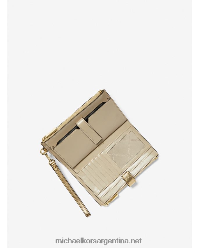 mujer oro pálido cartera para smartphone adele de piel entretejida metalizada Michael Kors T46HB01581