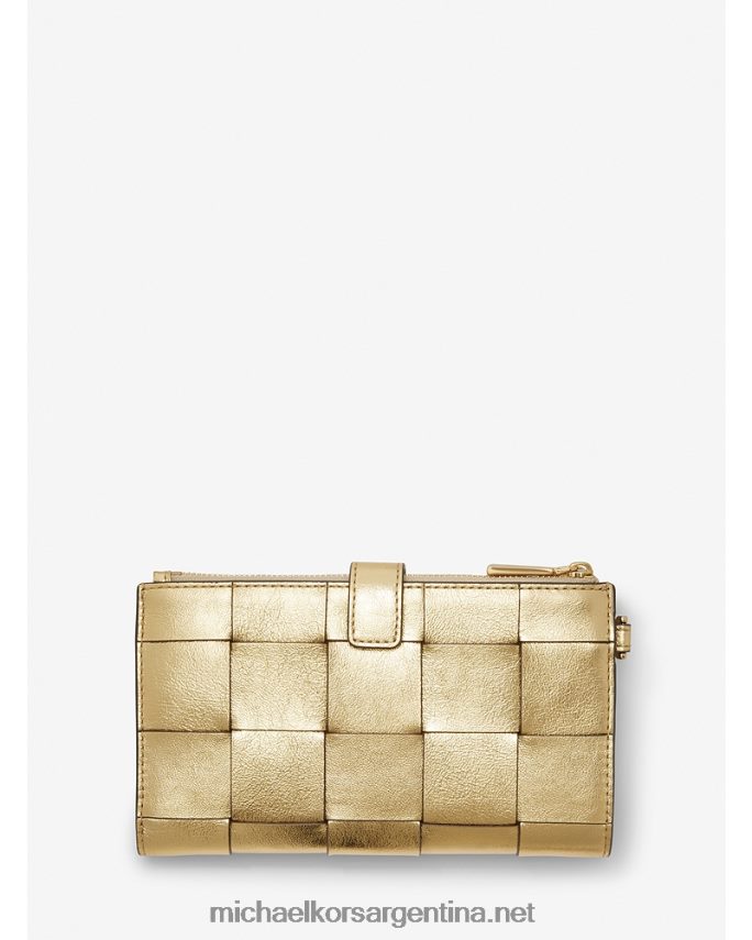 mujer oro pálido cartera para smartphone adele de piel entretejida metalizada Michael Kors T46HB01581