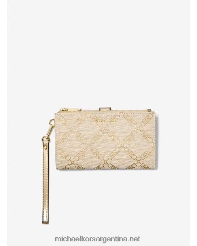 mujer oro pálido/natural cartera para smartphone adele metalizada con logo imperio en jacquard Michael Kors T46HB01608