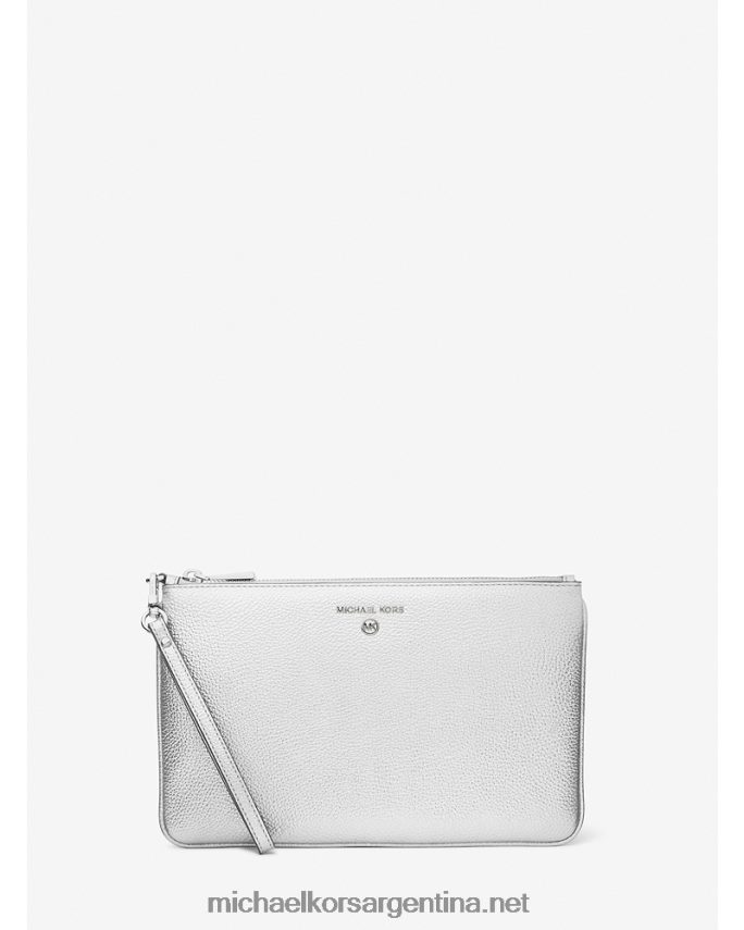 mujer plata bolso de mano grande de piel granulada metalizada Michael Kors T46HB01589