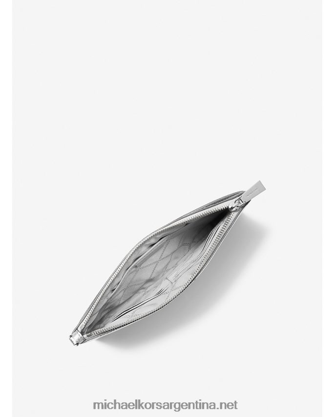 mujer plata bolso de mano grande de piel granulada metalizada Michael Kors T46HB01589