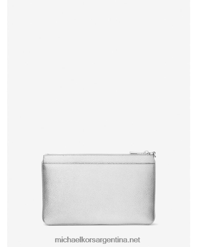 mujer plata bolso de mano grande de piel granulada metalizada Michael Kors T46HB01589