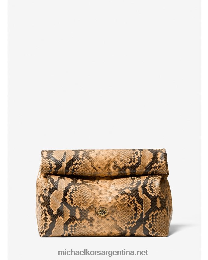 mujer trigo bolso de mano lunch bag con grabado de pitón y monograma de la colección Michael Kors T46HB01647