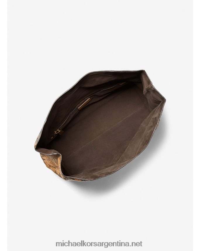 mujer trigo bolso de mano lunch bag con grabado de pitón y monograma de la colección Michael Kors T46HB01647