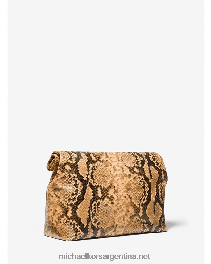 mujer trigo bolso de mano lunch bag con grabado de pitón y monograma de la colección Michael Kors T46HB01647